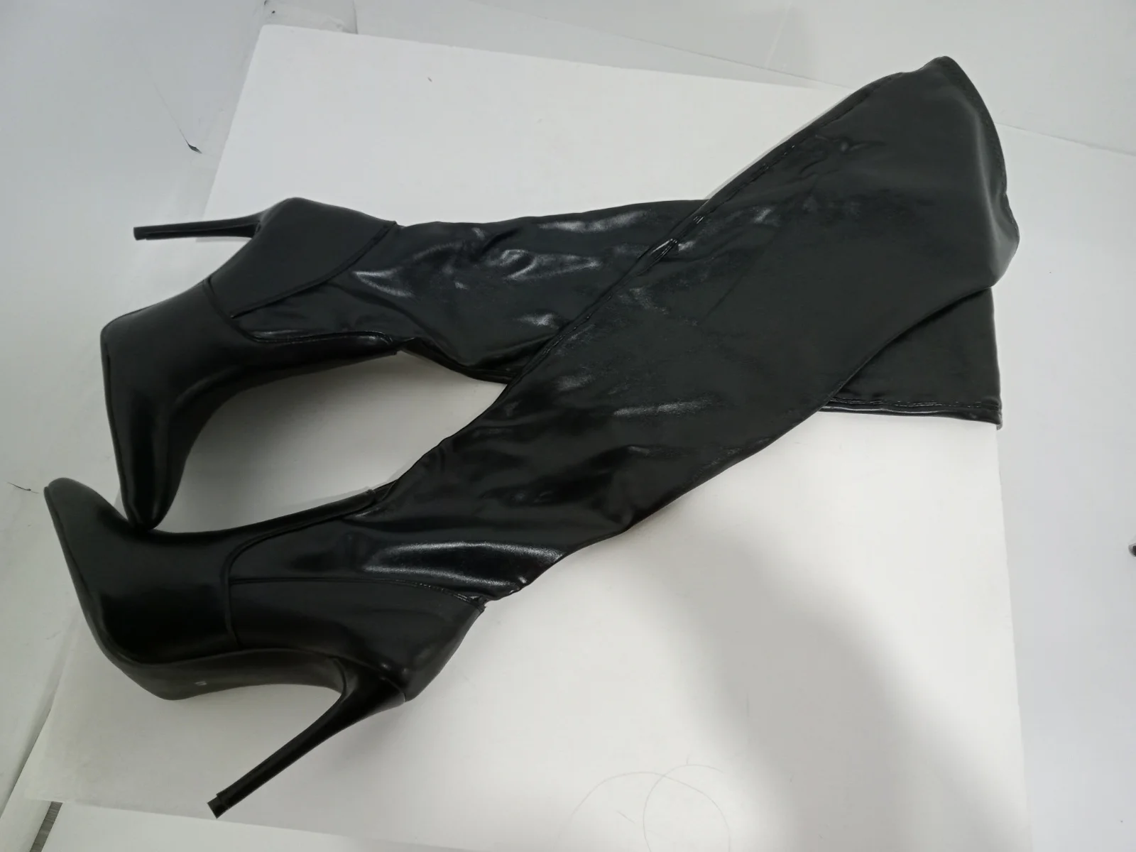 Black Leather Thigh High Boots 2023 New High Quality Women Shoes Sexy Thin Heel Pointed Toe Over The Knee Boots Lady