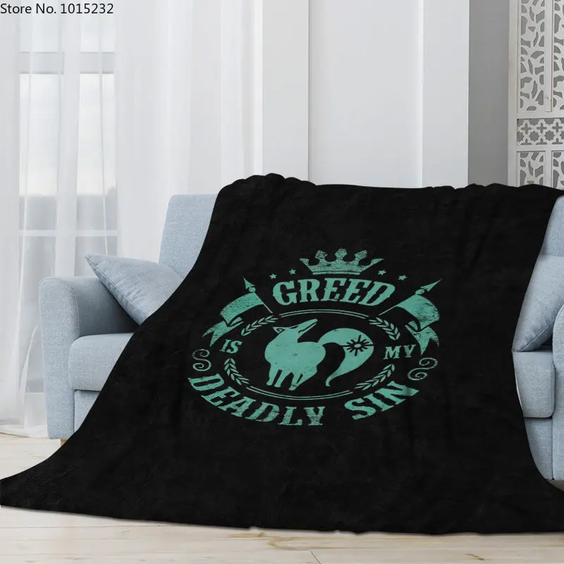 

3D фланелевое одеяло The Seven при смертных грехах, тонкое фланелевое одеяло с мультяшным персонажем, портативное одеяло для дома, путешествий, офиса