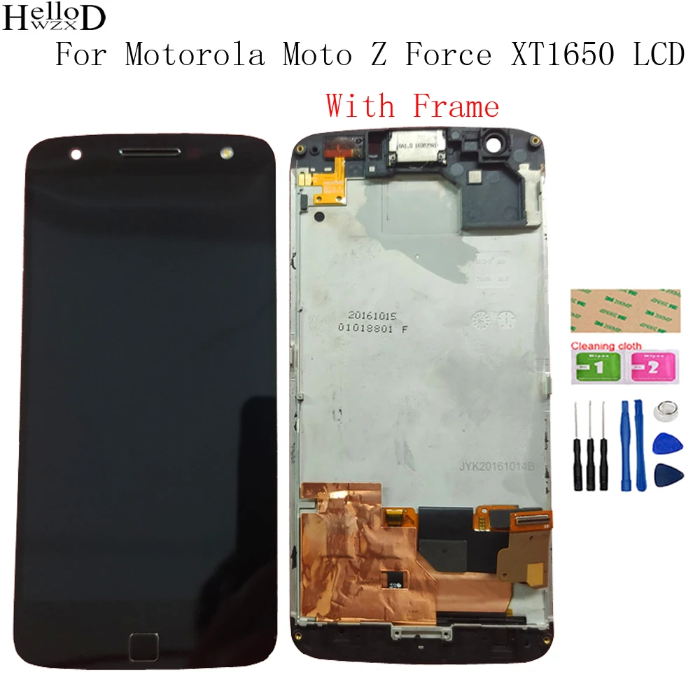 

For Motorola MOTO Z Droid XT1650-02 LCD Display Touch Screen Digitizer With Frame For Moto Z Force XT1650-02 Replacement Tools