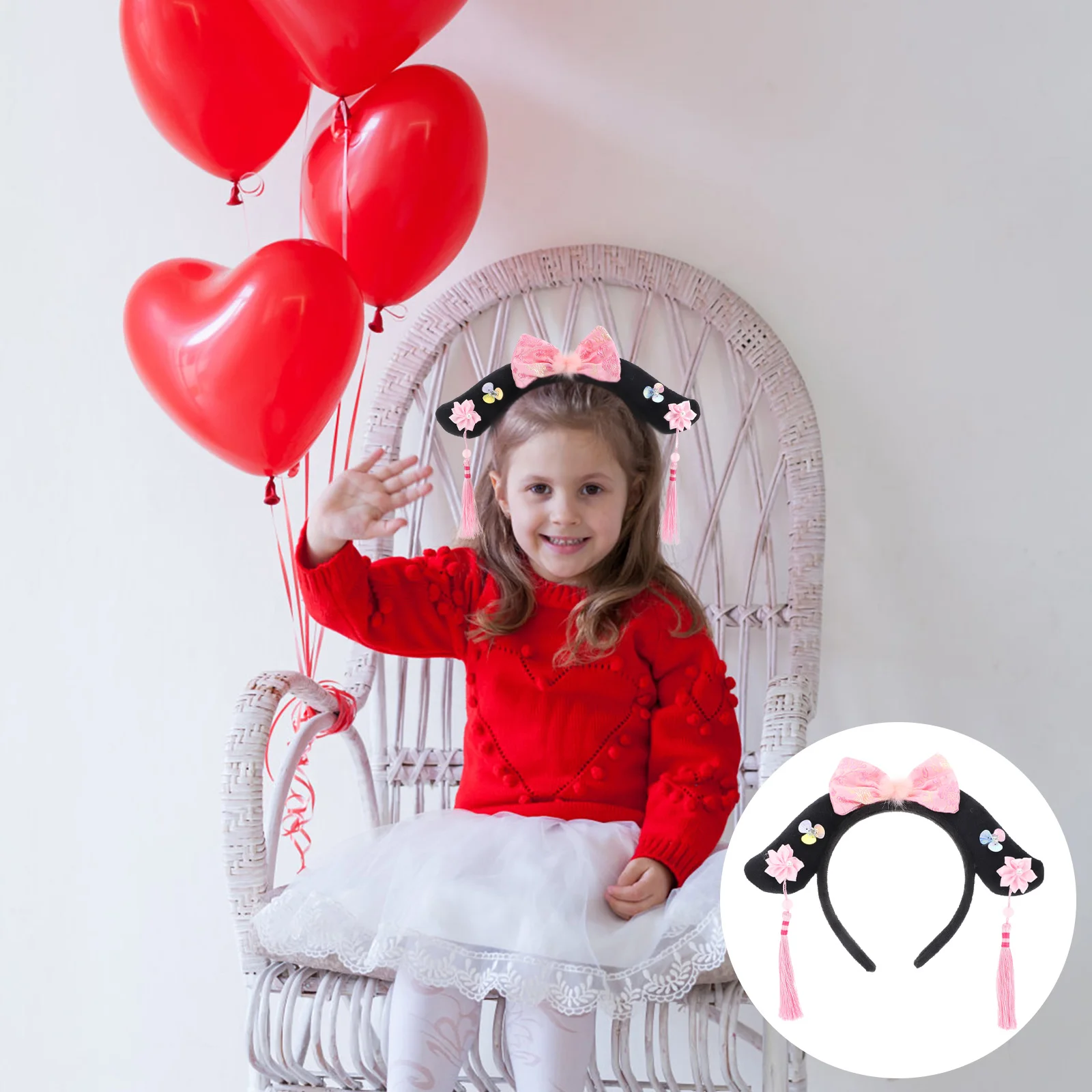 

Kisangel Girl Scrunchies Chinese Princess Headband Ancient Chinese Traditional Hanfu Hairband Qing Dynasty Chinese Girl Headwear