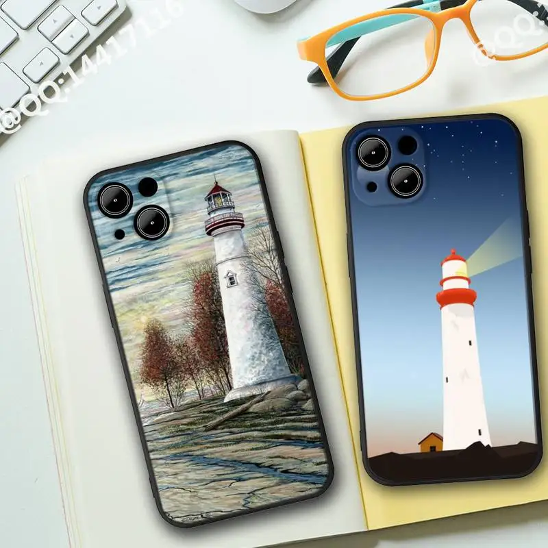 

Hand Painted Lighthouse Print Bird Seagull Phone Case For iphone13 12 11 Pro Max X XR Mini XS 7 8 6s plus SE 2020 phone Covers