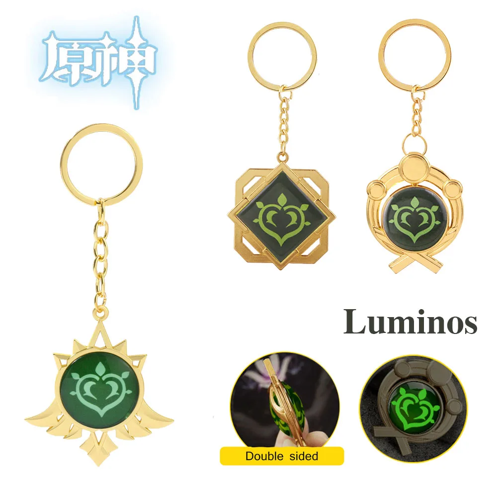 

Genshin Impact Luminous Keychains Original God's Eye Metal Keyring Eye of God Grass Element Weapons Keychain Jewelry For Women