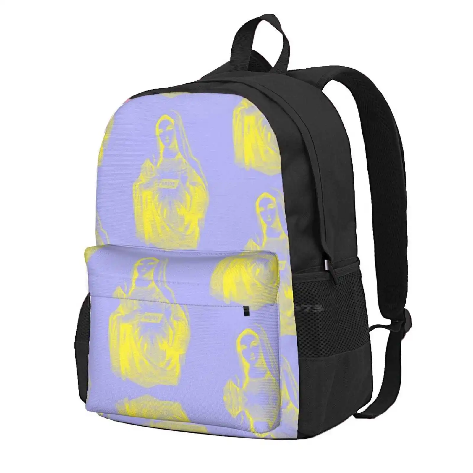 

Enjoy Mary | Yellow Backpack For Student School Laptop Travel Bag Enjoyrb Enjoy Artwork Virgin Mary Religion Renaissance Icon