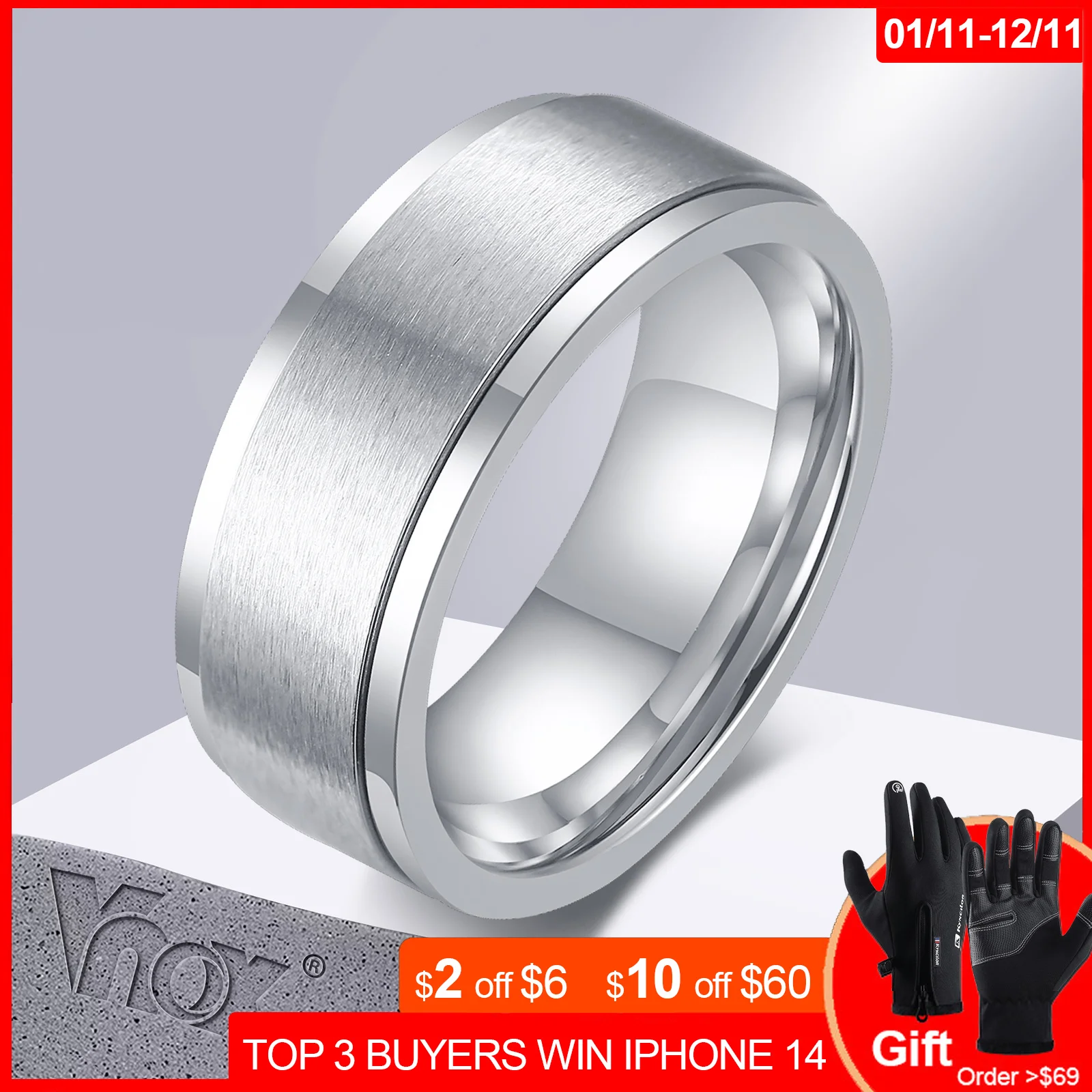 

Vnox 6/8mm Spinner Ring for Men Stress Release Accessory Classic Stainless Steel Wedding Band Casual Viking Rune Sport Jewelry