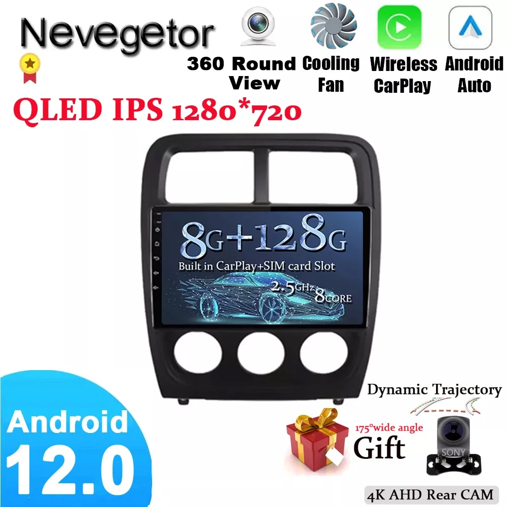 

Автомагнитола 2 Din, 9 дюймов, Android 12, для Dodge Caliber 2009-2012, Wi-Fi, GPS-навигация, FM, BT, автомобильный мультимедийный плеер