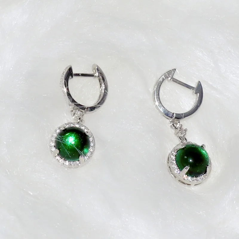 

Classic Exquisite Luxury Fashion Women Dark Green Inlaid Zircon Earrings Elegant Jewelry Gifts