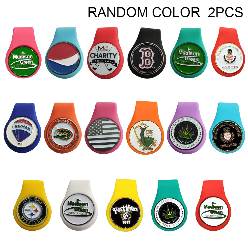 

2pcs Training Aids Magnet Attach Ball Marker Random Pattern Outdoor Golf Hat Clip Professional Score Counter Universal Mini Gift