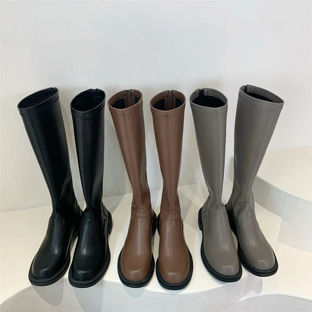 

Женские сапоги Челси с круглым носком, черные, коричневые, серые, Новое поступление 2023, зимняя Классическая обувь, женские размеры 55-40