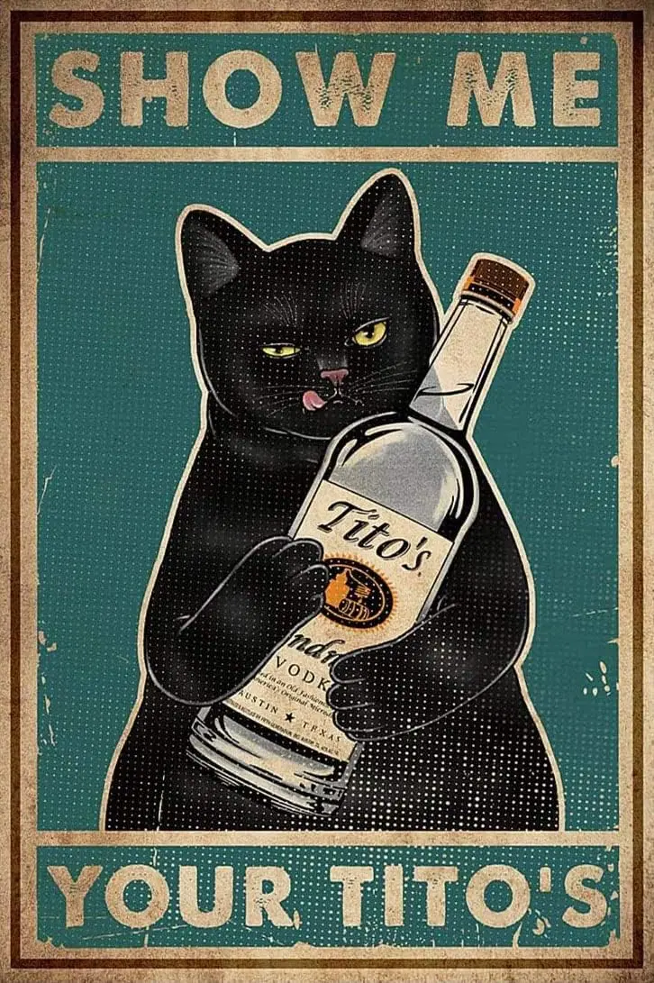 

Кошка покажет мне стену Тито, металлический жестяной постер, забавная котенка, украшения для дома, бара, магазина, кофе, винтажный знак, подарок 8x12 дюймов