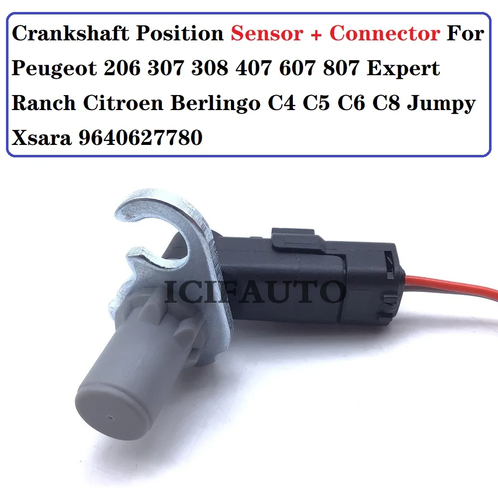 

9640627780 Cps Crankshaft Position Sensor & Pigtail Connector For Fiat Ulysse Suzuki Grand Vitara Lancia Phedra Citroen Peugeot