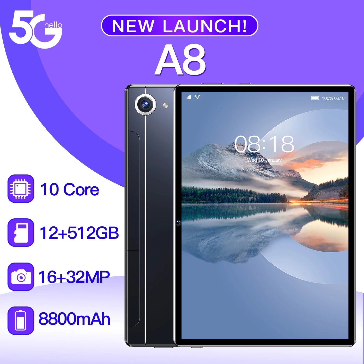 

Cheap Notebook 8000mAh Laptop Google Play Android Tablet 8.0Inch Netbook A8 GPS 5G LTE 12GB RAM 512GB ROM Deca Core Pad Pro