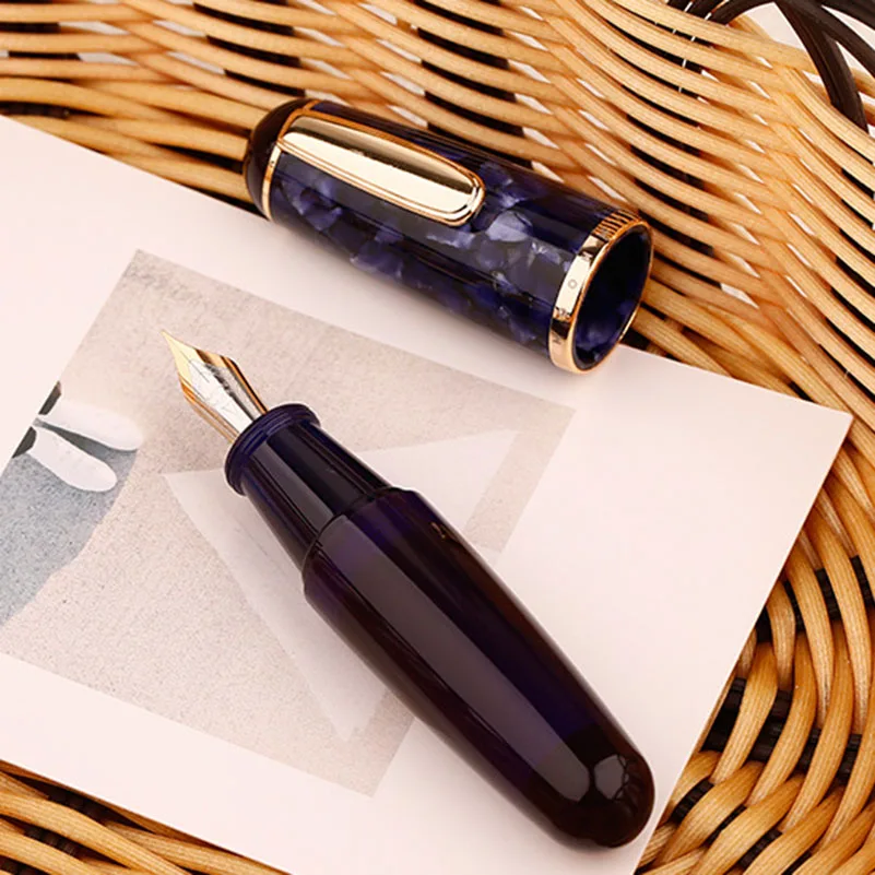 

Majohn Q1 Fountain Pen Mini Eyedropper Resin Short Pocket Pen Transparent Portable Ink Pen Iridium EF F Nib Gift Pen Purple