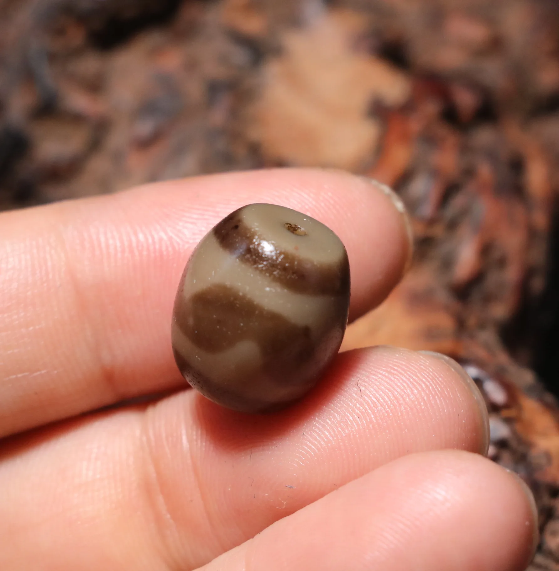 Энергетический тибетский старый агат патина цвета слоновой кости зуб тигра