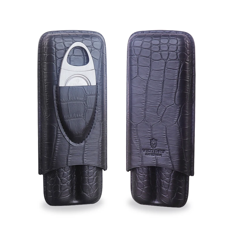 Кожаная подставка для сигар портативный держатель с двумя трубками острый резак