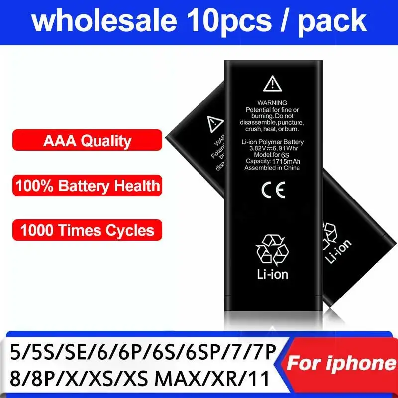 Аккумулятор AAA для iPhone 6S 6 7 8 Plus 5S 5 SE 7Plus 4S X XR запасная батарея Apple 5G 6G 7G 8G 11 12 13 Mini Pro Max