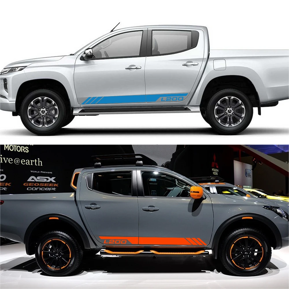 Наклейки на дверь автомобиля боковую юбку полосы наклейки для Mitsubishi L200 Triton