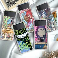 cell phone case for samsung galaxy z flip 3 clear airbag funda shell for zflip3 5g luxury celular cover ghibli totoro anime