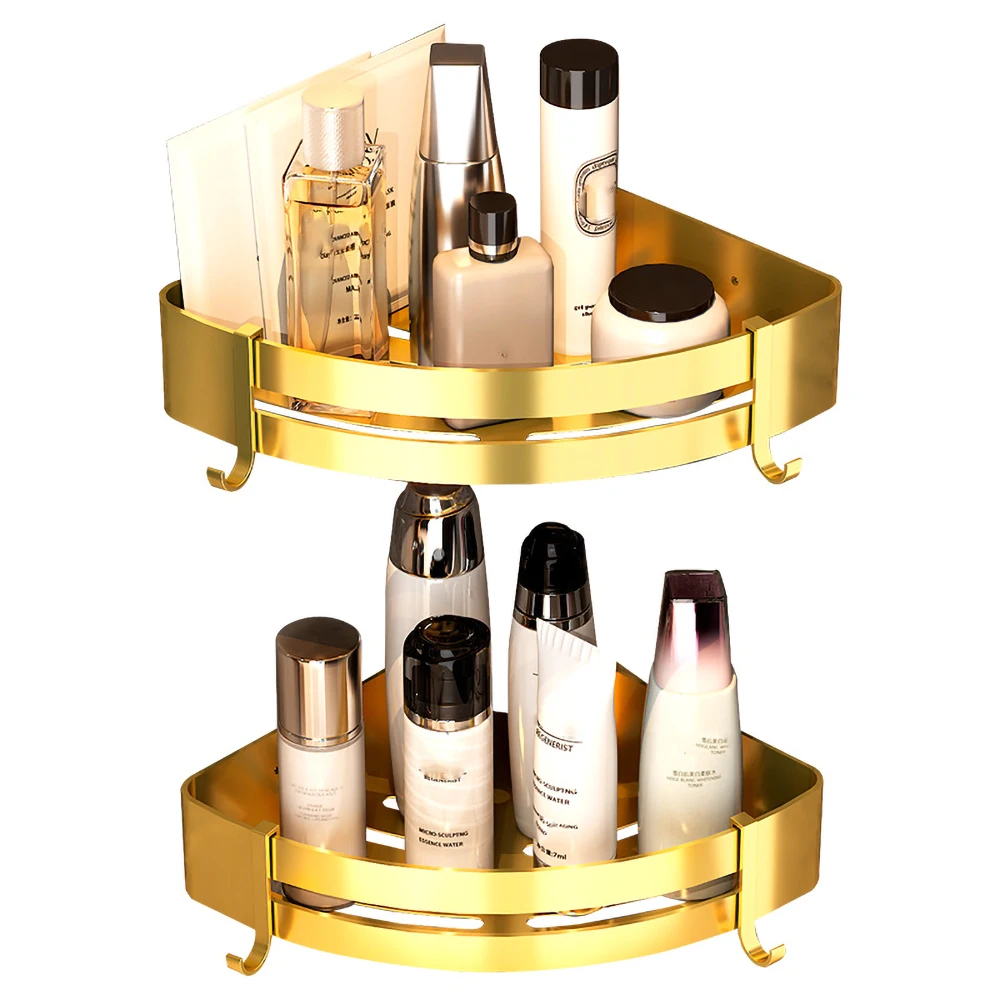 corner shelves shower shampoo holder toliet square storage rack wall brushed gold aluminum kitchen hanger bathroom accessories free global shipping