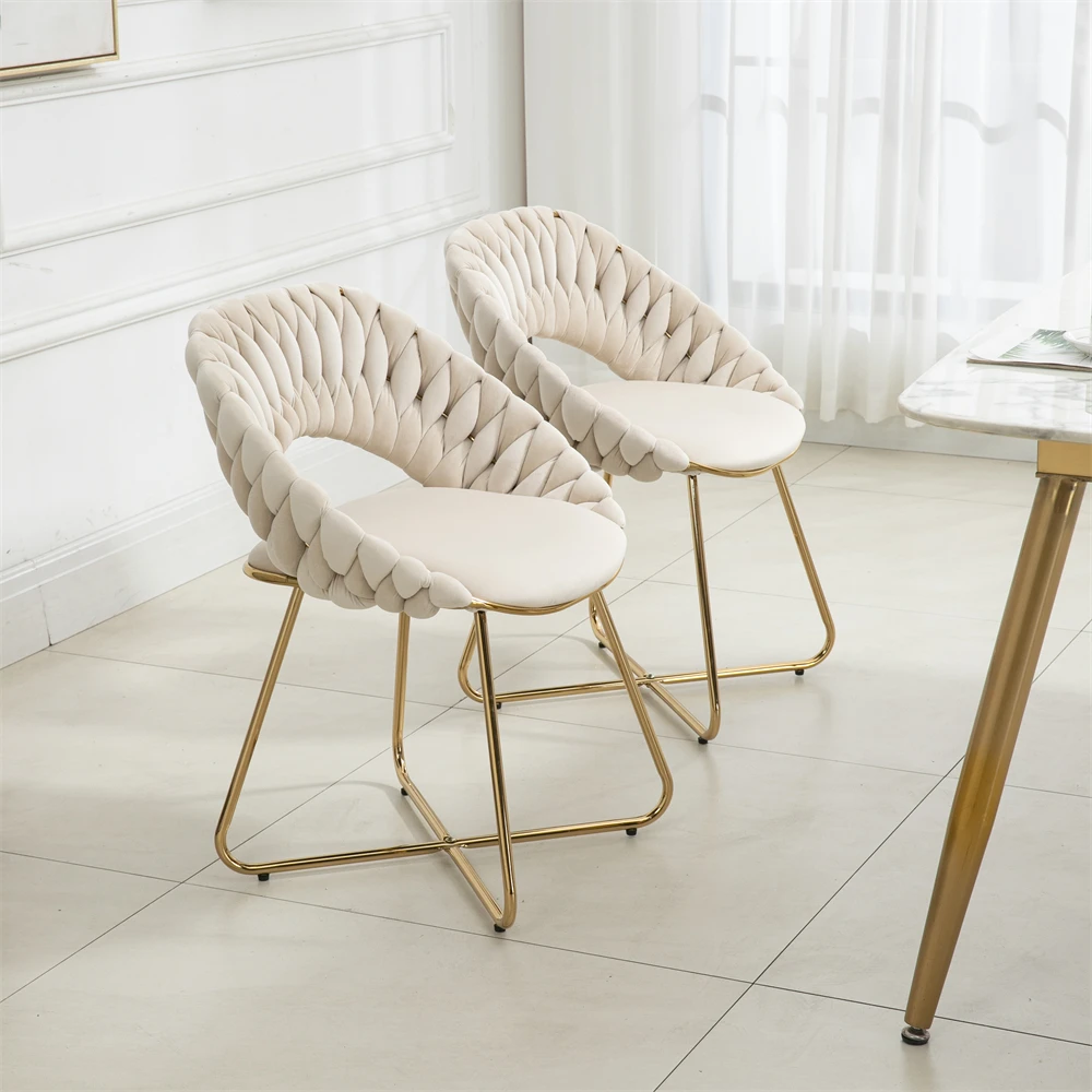 S Set Of 2 Velvet Side Chairs With Gold Legs Mid-century Uph