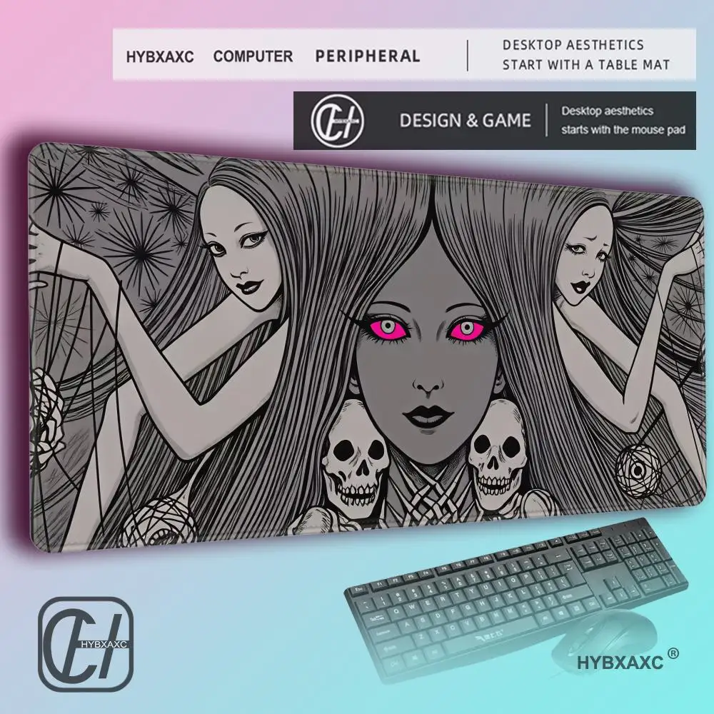 Фото Коврик для мыши Manga J-Junji Ito T-Tomie, нескользящий, резиновый, для геймеров, балансирующий, компьютерный коврик, декоративный настольный коврик, для ноутбука, офисный, большой №2