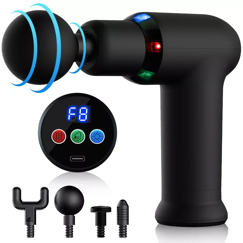 

NEW2023 Cool LED Light Massage Gun Hot Compress Massager Deep Tissue Muscle Neck Body and Back Relaxation