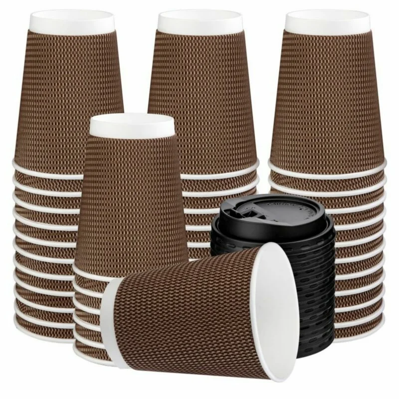 

Индивидуальный Логотип, печатный одноразовый 8 унций 12 унций, индивидуальная кофейная чашка с крышкой, бумажная чашка, кружка с волнистыми с...