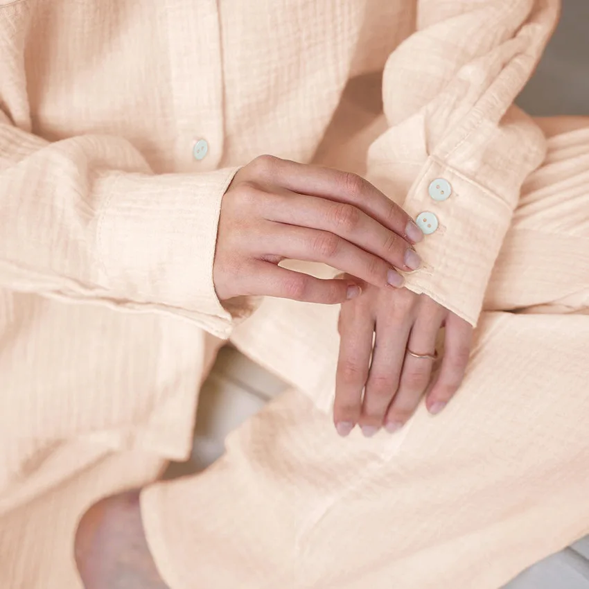 Light Yellow Women's Sleepwear Cotton Pajamas Set 2-Pieces Pyjamas Set Homewear Night Wear For Autumn Winter