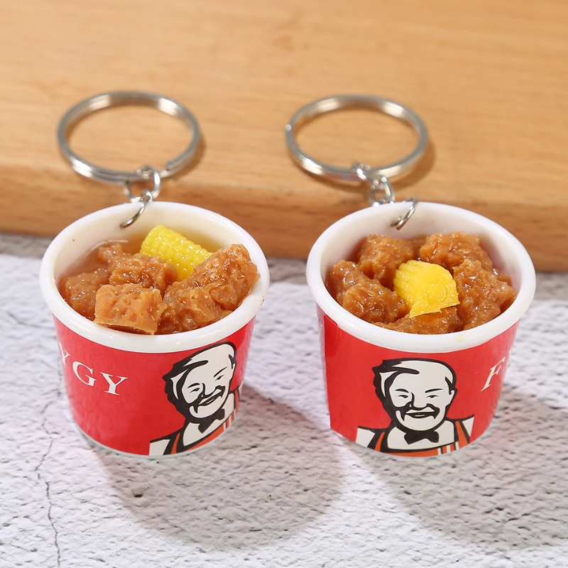 

Simulated Fried Chicken Keychain Creative Environmentally Friendly PVC Soft Adhesive Food Model Car Bag Pendant Gift Ornaments