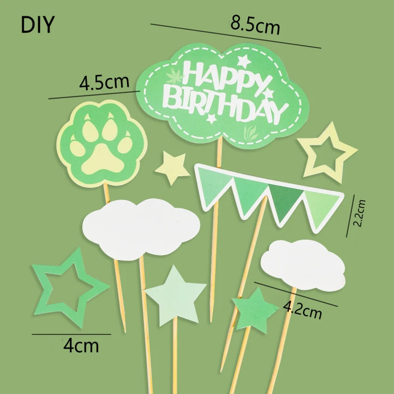 Dinosaur Cake Topper Flag Kids Happy Birthday Tyrannosaurus Rex Wedding Cupcake Toppers Baking Beauty Baby Shower Cake Decor DIY images - 6