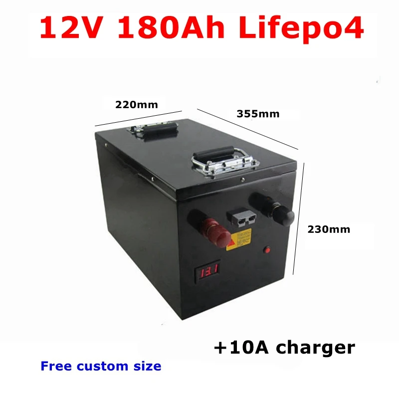 

BLN Portatile impermeabile Lifepo4 12V 180AH batteria al litio BMS 4S 12.8V per barca golf cart illuminazione di emergenza inver