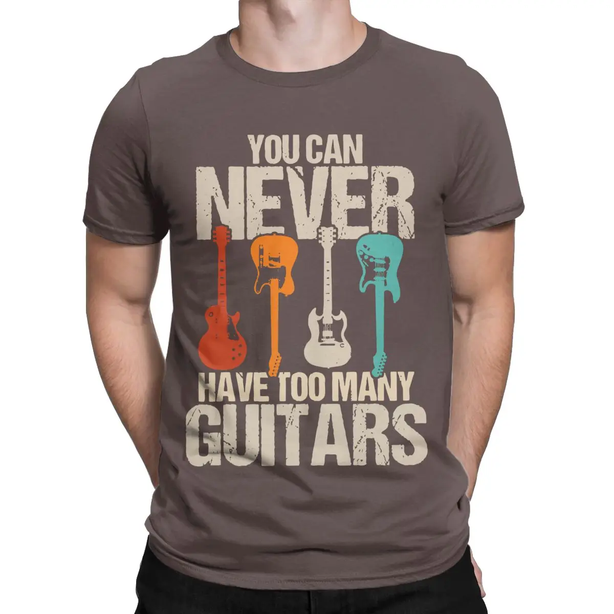 

Vintage You Can Never Have Too Many Guitars T-Shirts for Men Cotton T Shirt Guitar Player Lover Short Sleeve Tees Clothing