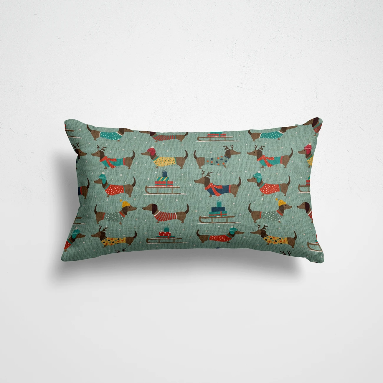 

Льняная наволочка с рисунком таксы 30x50