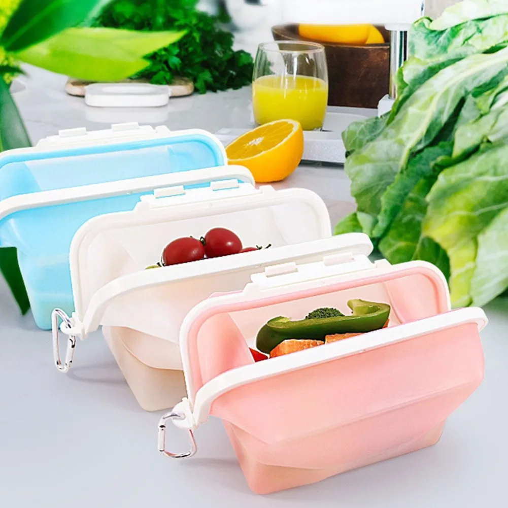 

Portable Silicone Foldable Lunch Box Microwavable Picnic Camping Outdoor Food Storage Containers Box Kitchen Organizer Supplies