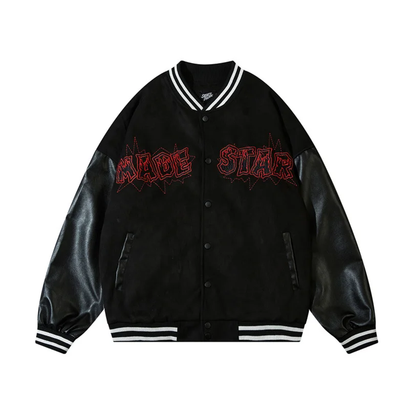 Осенняя бейсбольная куртка для мужчин и женщин оверсайз в стиле High Street С Вышивкой