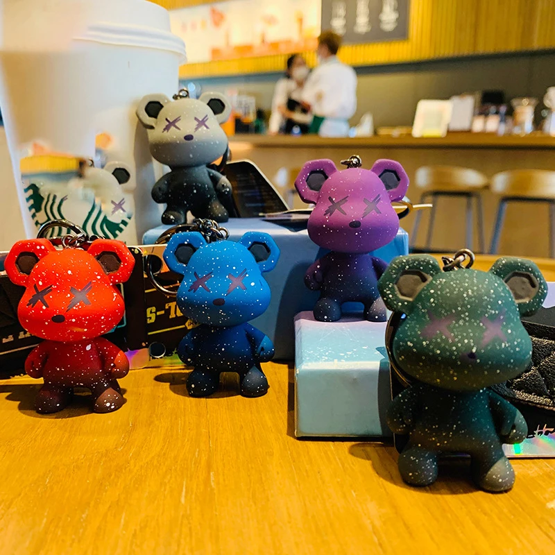 Креативный брелок с мультяшным градиентным медведем кукла Хамелеон медведь для