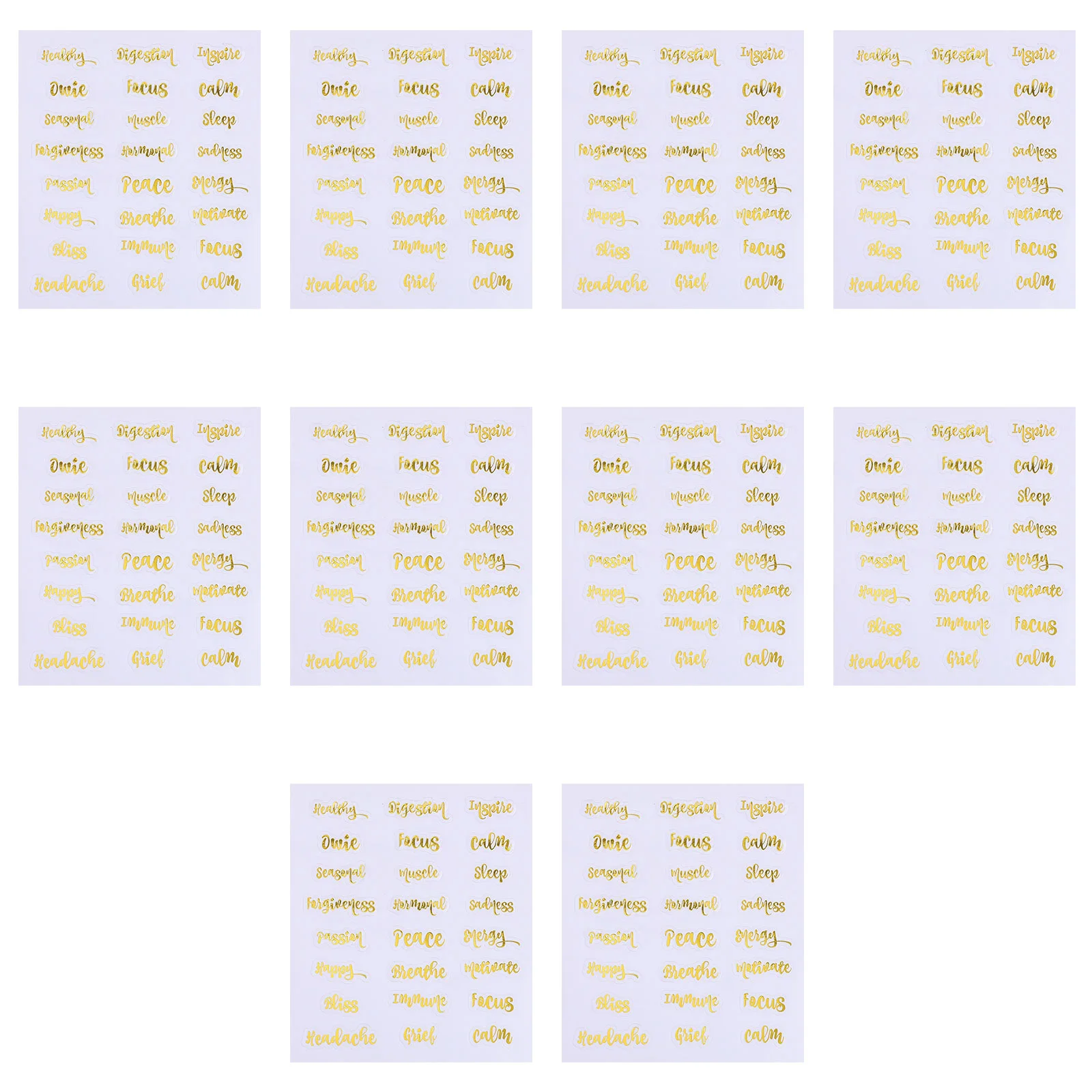 

10 Sheets Decals Letter Pattern Multi-purpose Bottle Decals Essential Oil Sticker Labels