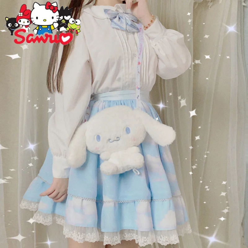 Купи Sanrio Cinnamoroll Cross-body Bag for School Children's Gift Toys Soft Stuffed Dolls Anime PP Cotton for Kids Birthday 20x28cm за 501 рублей в магазине AliExpress