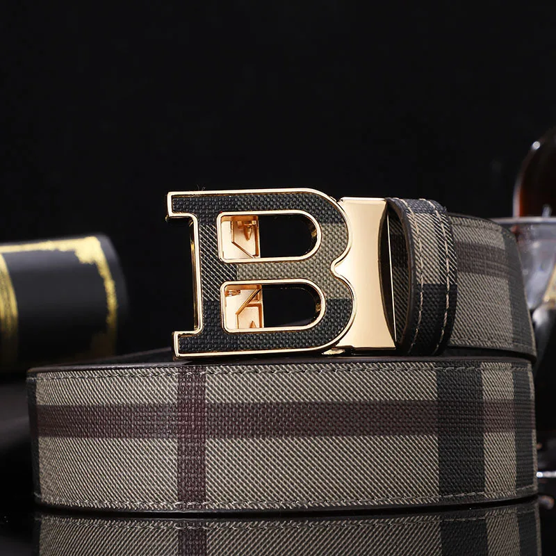 2023 New Men's belt Genuine leather mens belt strap for male B Automatic buckle belts for men brand belt Canvas Width 3.4cm