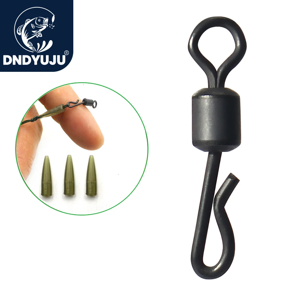 

DNDYUJU 30-50pcs Quick Change Swivel Q-Shaped Matt Black Brass Quick Clip for Carp Fishing Terminal Tackle Accessories
