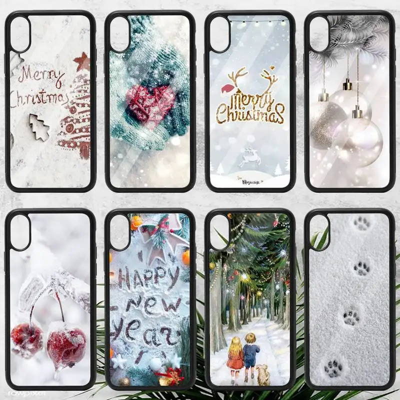 

Merry christmas winter new year gifts snowflake Phone Case PC for iPhone 11 12 13 pro XS MAX 8 7 6 6S Plus X XR Luxury shell