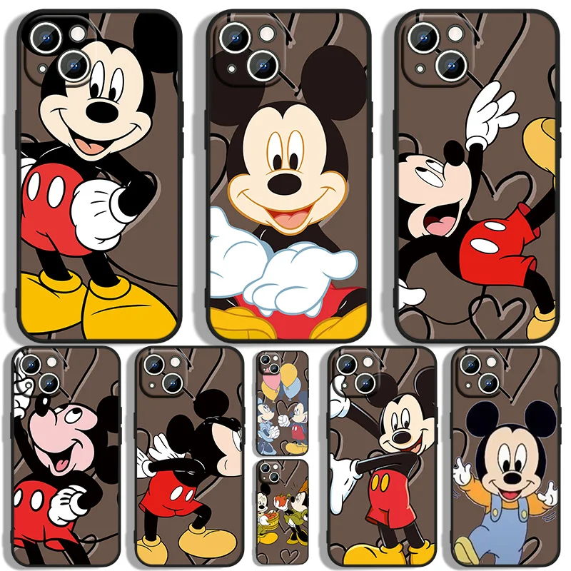

Mickey mouse Phone Case For Apple iPhone 11 12 13 14 Max Mini 5 6 7 8 S SE X XR XS Pro Plus Black luxury Silicone Soft Back Capa