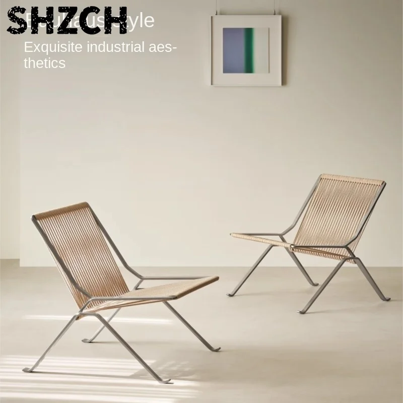 Фото MOMO Bauhaus - одноместное кресло для зоны отдыха, минималистичное кресло из веревки, кресло для гостиной/отеля, плетеное кресло. №2