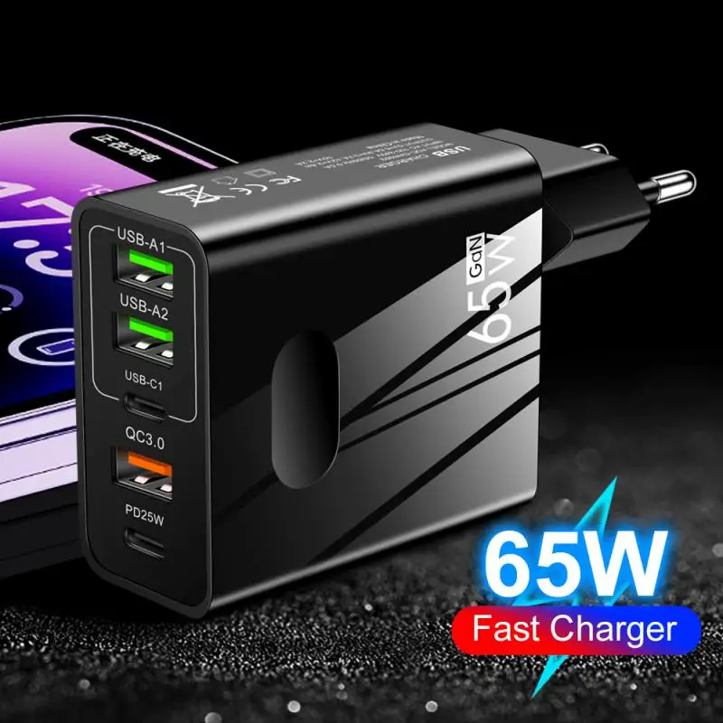 

PD 65 Вт быстрое зарядное устройство для телефона 5 в 4 а EU/UK 3USB адаптер с несколькими портами USB зарядное устройство для USB