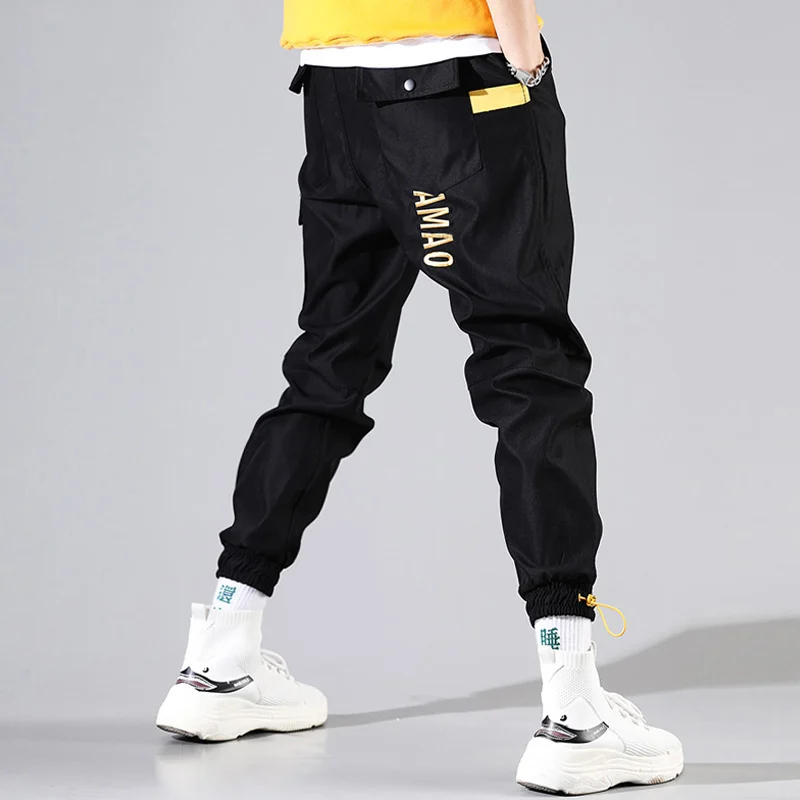 

Cargo Pants Men Streetwear Pants Baggy Men Hip Hop Sweatpants Ankle Length Pants Fashion Casual Pantalon Homme Youth Male Black