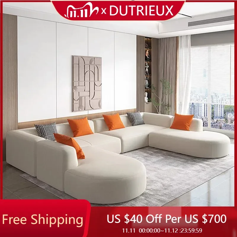 Угловой секционный диван скандинавский современный белый для гостиной ленивого