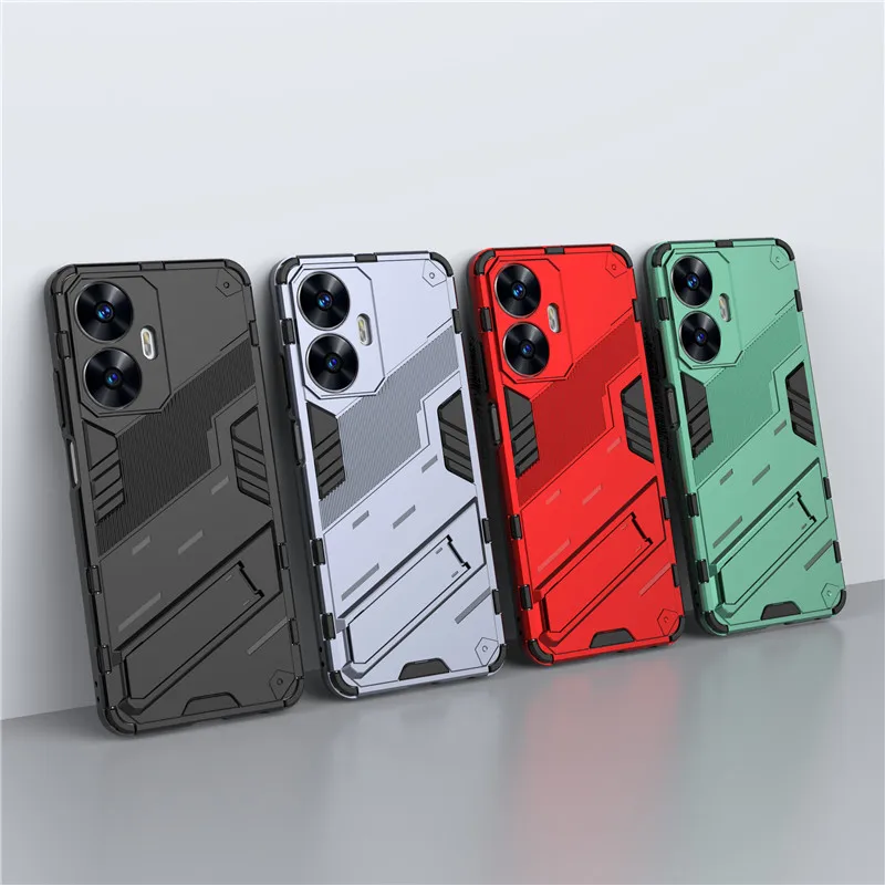 

For Realme C55 Case For Realme C55 Cover 6.72 inch Shockproof Hard Armor PC Stand Silicone Bumper For Realme C55 Coque
