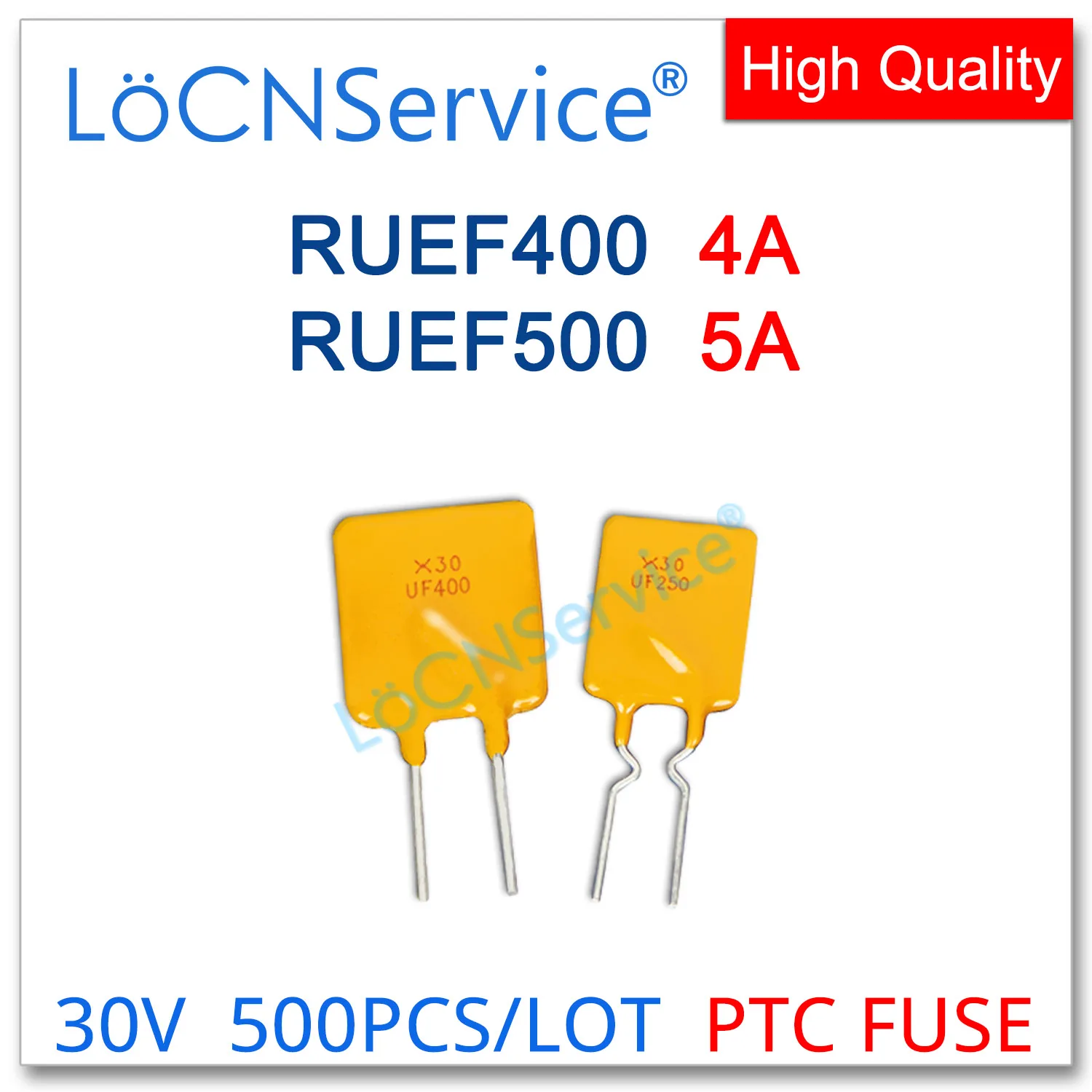 Сбрасываемый предохранитель LoCNService 500 шт. RUEF400 RUEF500 30 в 4A 5A UF400 UF500, PTC DIP, китайский, высокого качества RUEF
