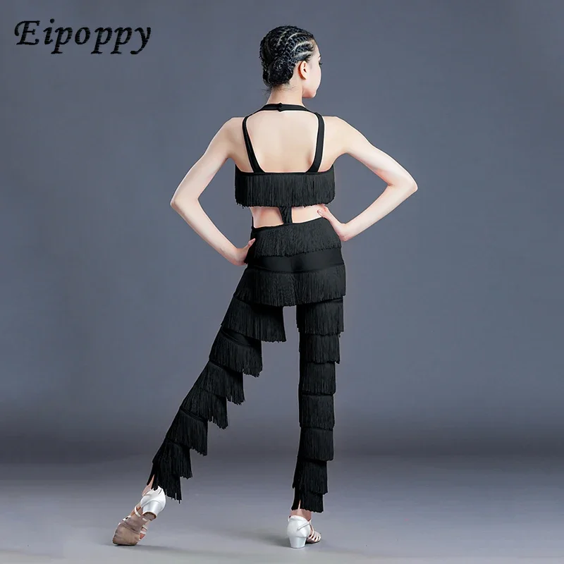 Женское платье для латиноамериканских танцев комбинезон с бахромой и кисточками