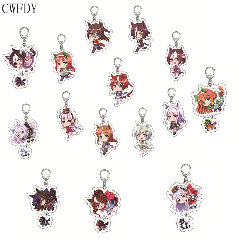 

15pcs Anime Umamusume: Pretty Derby Keychain Special Week Silence Suzuka Tokai Teio Cosplay Acrylic Figures Pendant Key Chain