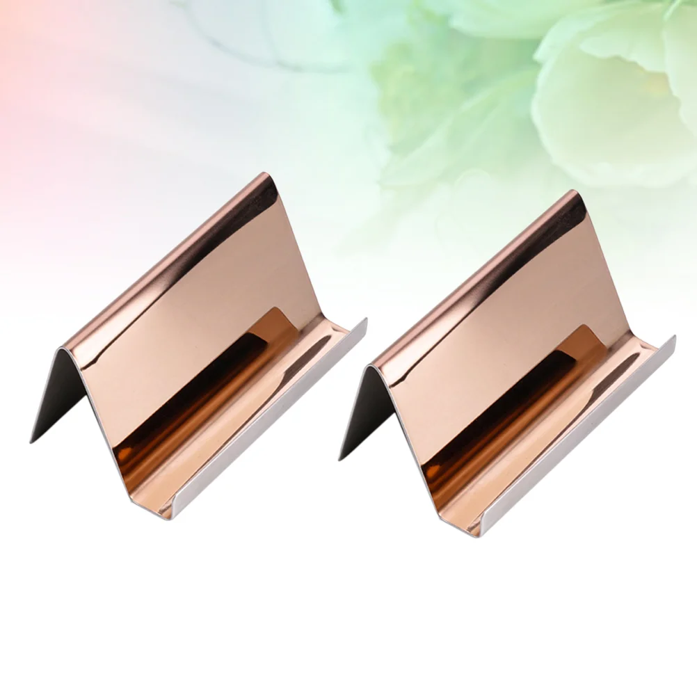 

2pcs Stainless Steel Business Cards Holders Business Display Stand Rack Desktop Display Business Rack Organizer for Photocard